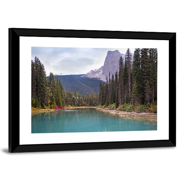 Emerald Lake With Trees Canvas Wall Art-3 Horizontal-Gallery Wrap-25" x 16"-Tiaracle