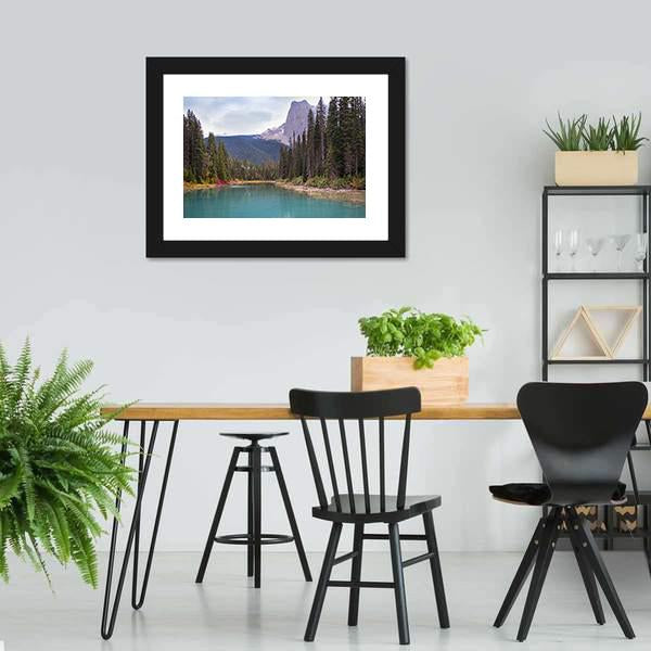 Emerald Lake With Trees Canvas Wall Art-3 Horizontal-Gallery Wrap-25" x 16"-Tiaracle