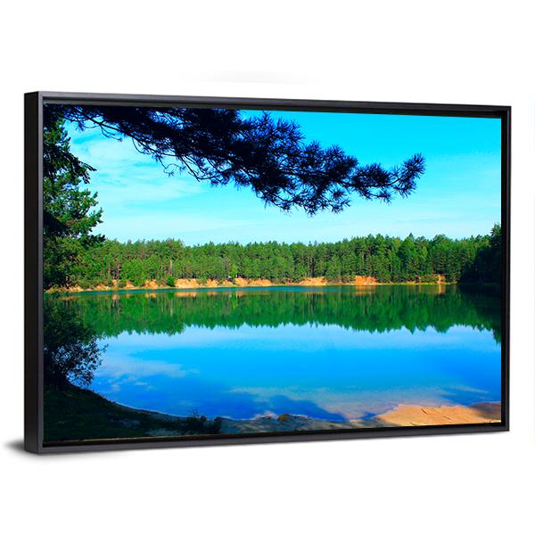 Emerald Water Lake In Forest Canvas Wall Art-3 Horizontal-Gallery Wrap-25" x 16"-Tiaracle