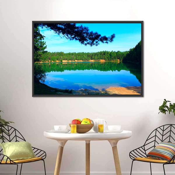 Emerald Water Lake In Forest Canvas Wall Art-3 Horizontal-Gallery Wrap-25" x 16"-Tiaracle