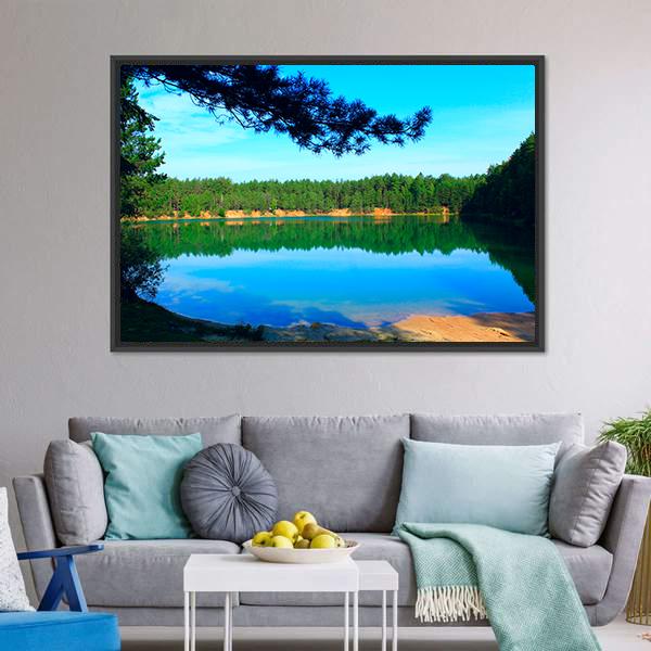 Emerald Water Lake In Forest Canvas Wall Art-3 Horizontal-Gallery Wrap-25" x 16"-Tiaracle