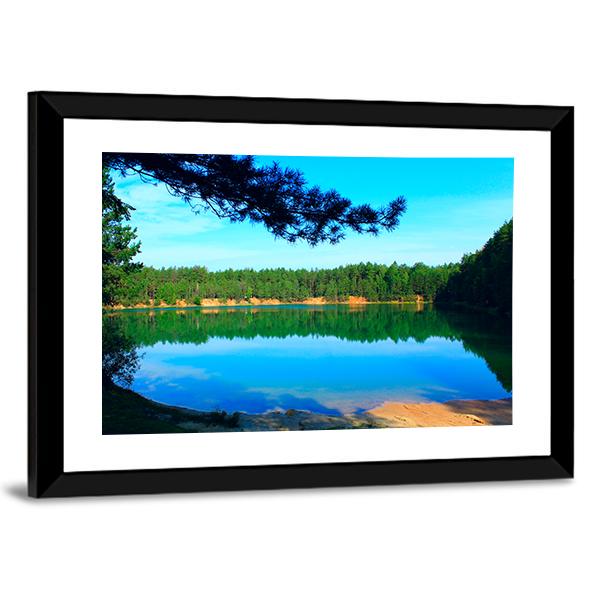Emerald Water Lake In Forest Canvas Wall Art-3 Horizontal-Gallery Wrap-25" x 16"-Tiaracle