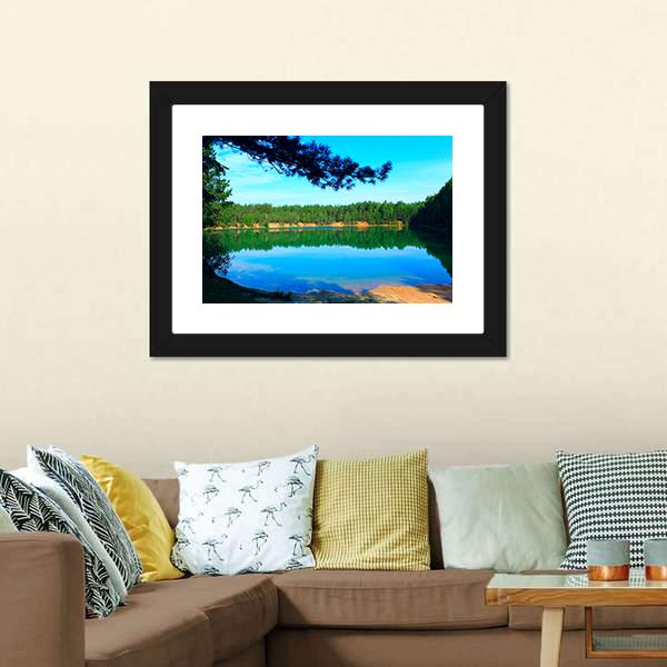 Emerald Water Lake In Forest Canvas Wall Art-3 Horizontal-Gallery Wrap-25" x 16"-Tiaracle