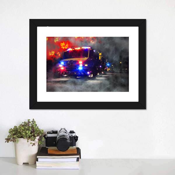 Emergency Firefighter Rescue Truck Canvas Wall Art-5 Horizontal-Gallery Wrap-22" x 12"-Tiaracle