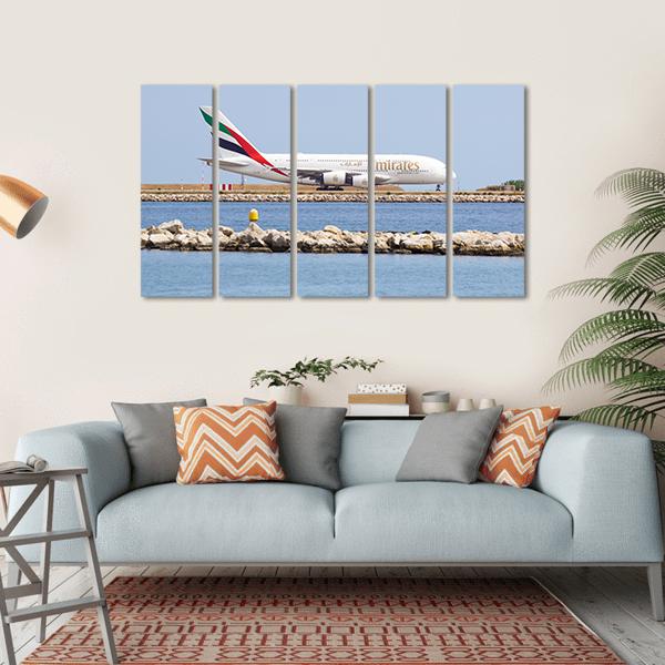 Emirates Passenger Plane Canvas Wall Art-5 Horizontal-Gallery Wrap-22" x 12"-Tiaracle