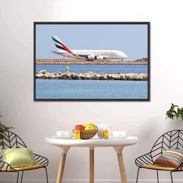 Emirates Passenger Plane Panoramic Canvas Wall Art-1 Piece-36" x 12"-Tiaracle