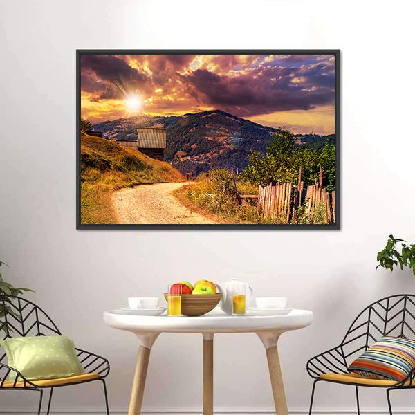 Empty Asphalt Mountain Road Canvas Wall Art-1 Piece-Floating Frame-24" x 16"-Tiaracle