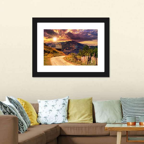 Empty Asphalt Mountain Road Canvas Wall Art-1 Piece-Framed Print-20" x 16"-Tiaracle