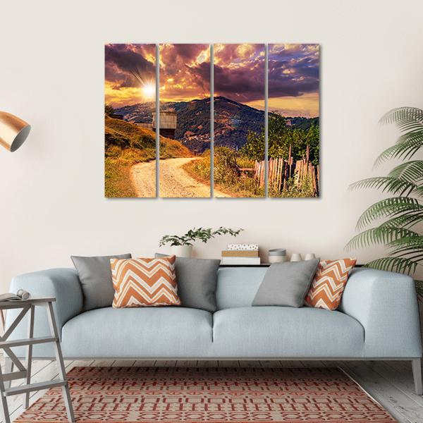 Empty Asphalt Mountain Road Canvas Wall Art-4 Horizontal-Gallery Wrap-34" x 24"-Tiaracle