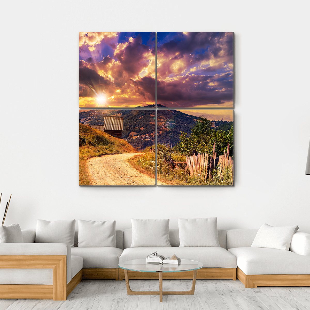 Empty Asphalt Mountain Road Canvas Wall Art-4 Square-Gallery Wrap-17" x 17"-Tiaracle