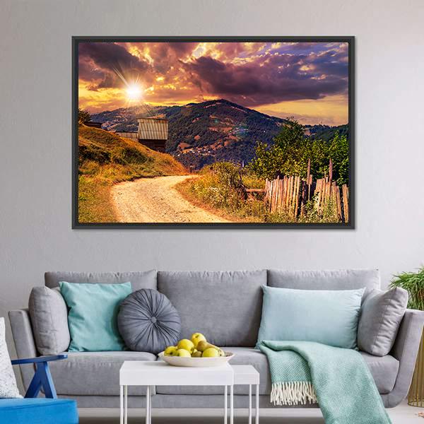 Empty Asphalt Mountain Road Canvas Wall Art-5 Horizontal-Gallery Wrap-22" x 12"-Tiaracle