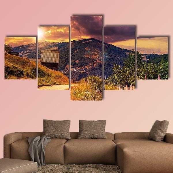 Empty Asphalt Mountain Road Canvas Wall Art-5 Star-Gallery Wrap-62" x 32"-Tiaracle