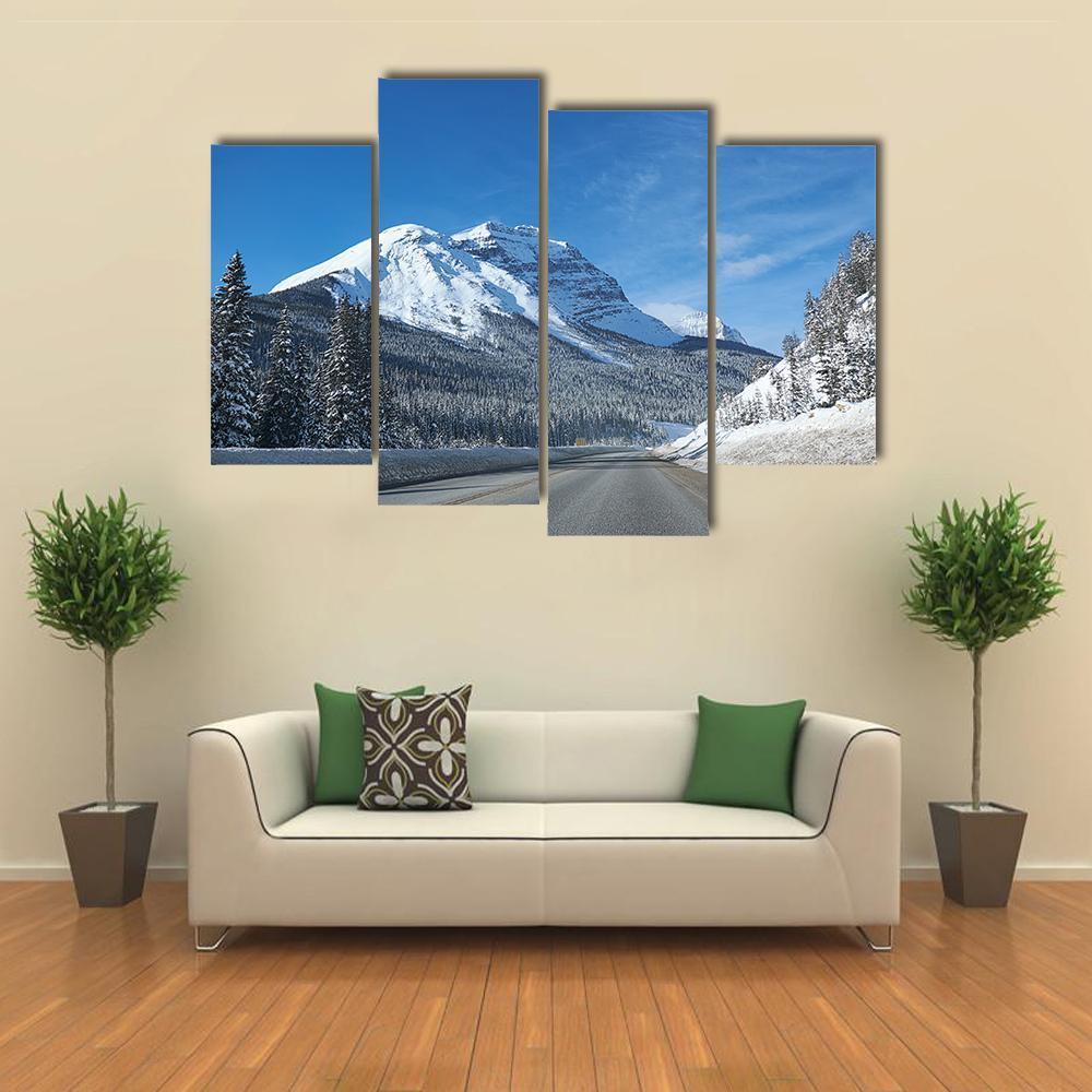 Empty Road At Banff Canvas Wall Art-4 Pop-Gallery Wrap-50" x 32"-Tiaracle