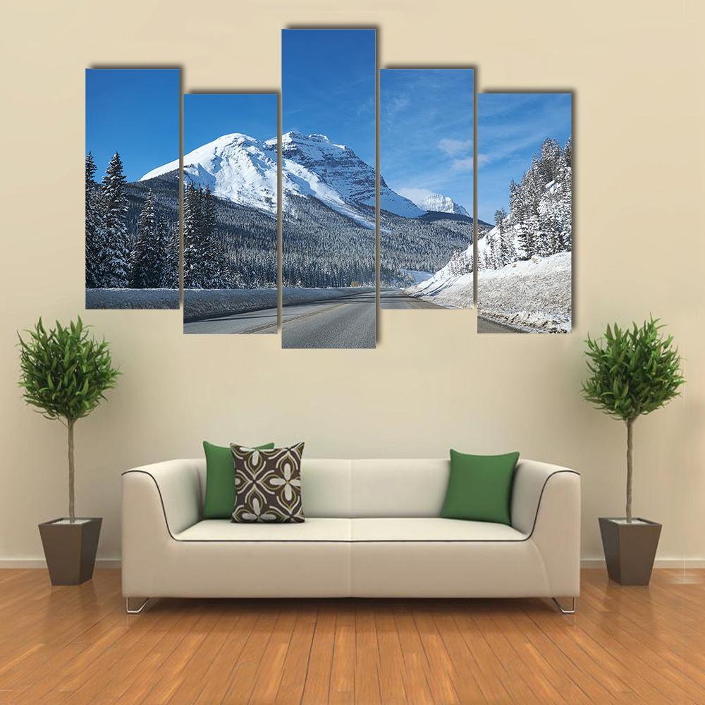 Empty Road At Banff Canvas Wall Art-5 Pop-Gallery Wrap-47" x 32"-Tiaracle