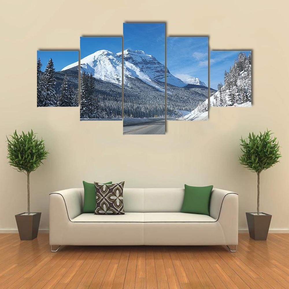 Empty Road At Banff Canvas Wall Art-5 Star-Gallery Wrap-62" x 32"-Tiaracle