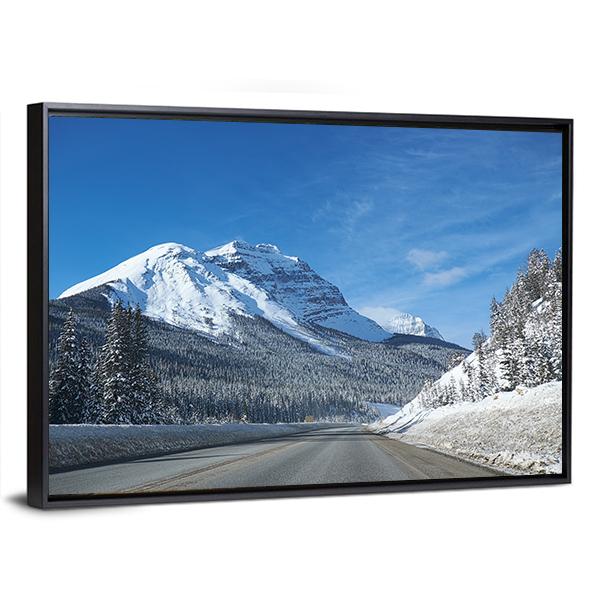 Empty Road At Banff Canvas Wall Art-3 Horizontal-Gallery Wrap-25" x 16"-Tiaracle