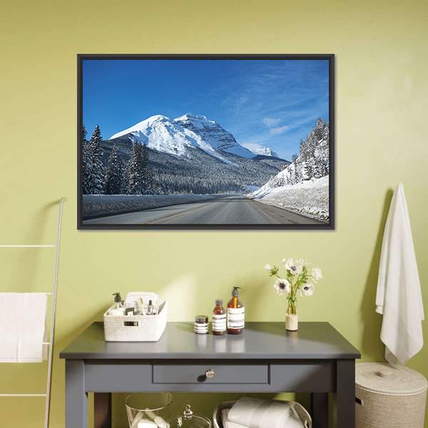 Empty Road At Banff Canvas Wall Art-3 Horizontal-Gallery Wrap-25" x 16"-Tiaracle
