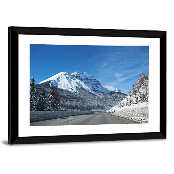 Empty Road At Banff Canvas Wall Art-3 Horizontal-Gallery Wrap-25" x 16"-Tiaracle