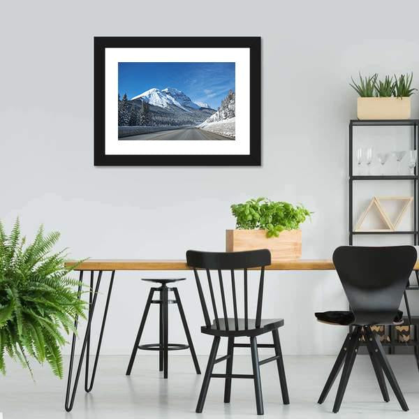 Empty Road At Banff Canvas Wall Art-3 Horizontal-Gallery Wrap-25" x 16"-Tiaracle