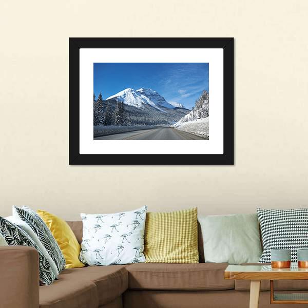 Empty Road At Banff Canvas Wall Art-1 Piece-Framed Print-20" x 16"-Tiaracle