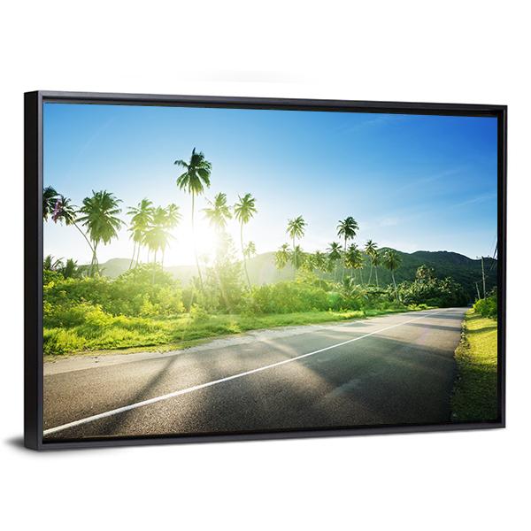 Empty Road In Jungle Canvas Wall Art-3 Horizontal-Gallery Wrap-25" x 16"-Tiaracle