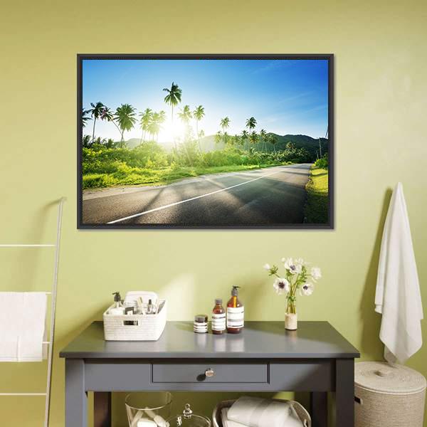 Empty Road In Jungle Canvas Wall Art-3 Horizontal-Gallery Wrap-25" x 16"-Tiaracle