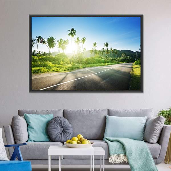 Empty Road In Jungle Canvas Wall Art-3 Horizontal-Gallery Wrap-25" x 16"-Tiaracle
