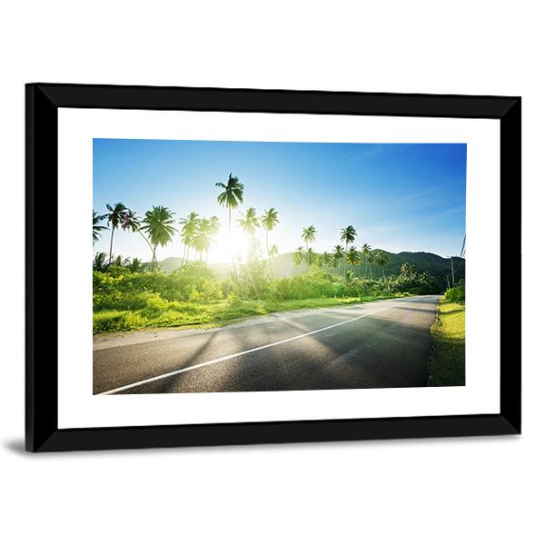 Empty Road In Jungle Canvas Wall Art-3 Horizontal-Gallery Wrap-25" x 16"-Tiaracle