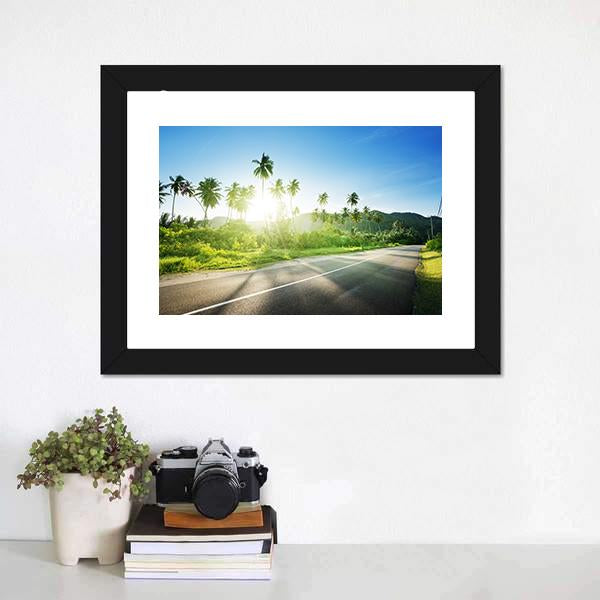 Empty Road In Jungle Canvas Wall Art-3 Horizontal-Gallery Wrap-25" x 16"-Tiaracle