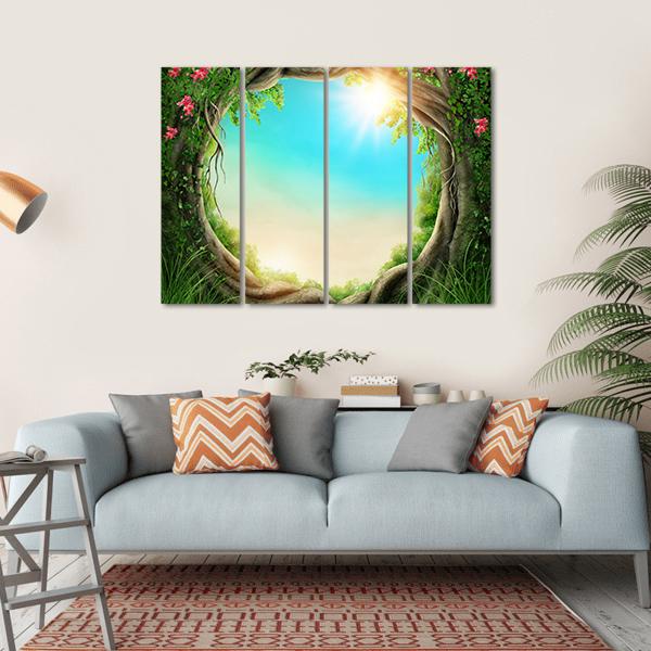Enchanted Dark Forest At Spring Canvas Wall Art-4 Horizontal-Gallery Wrap-34" x 24"-Tiaracle