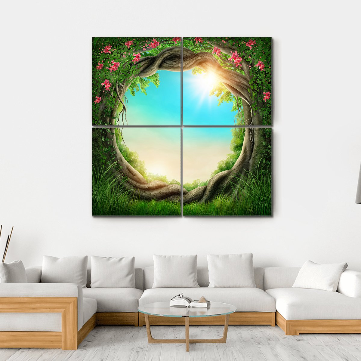 Enchanted Dark Forest At Spring Canvas Wall Art-4 Square-Gallery Wrap-17" x 17"-Tiaracle