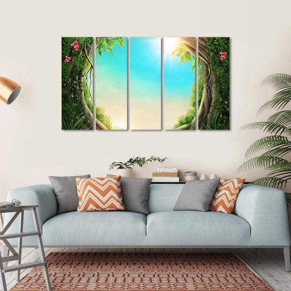 Enchanted Dark Forest At Spring Canvas Wall Art-5 Horizontal-Gallery Wrap-22" x 12"-Tiaracle