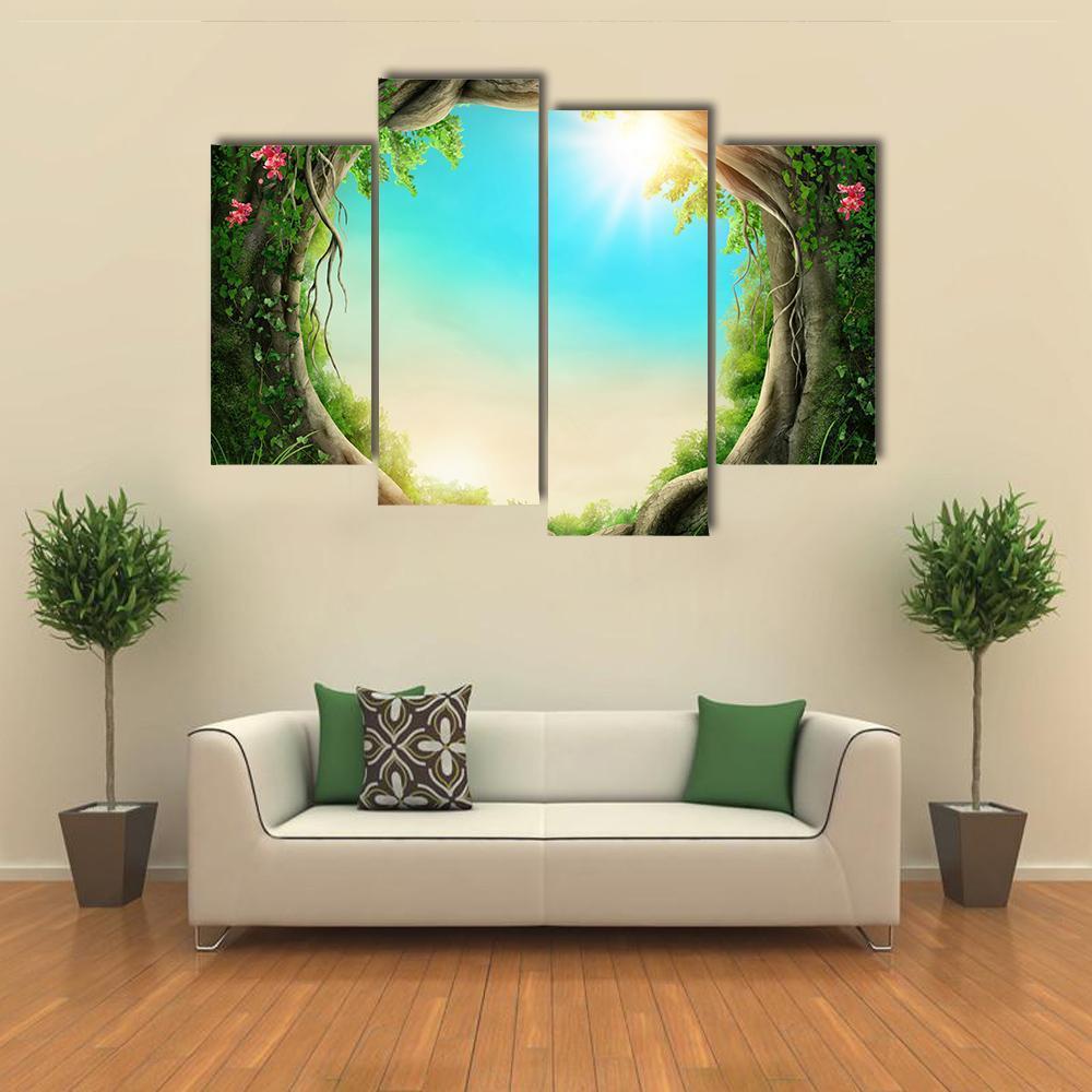Enchanted Dark Forest At Spring Canvas Wall Art-4 Pop-Gallery Wrap-50" x 32"-Tiaracle