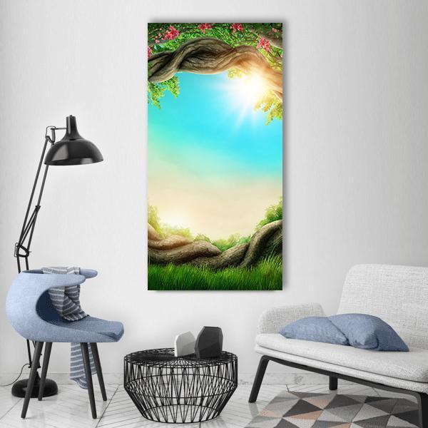 Enchanted Dark Forest At Spring Vertical Canvas Wall Art-3 Vertical-Gallery Wrap-12" x 25"-Tiaracle