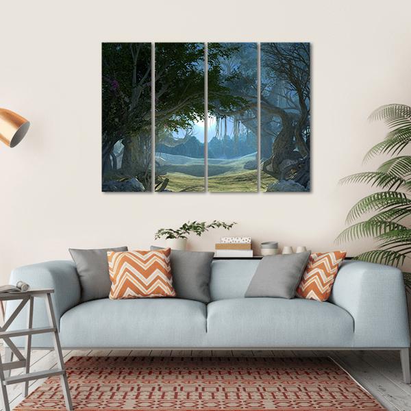 Enchanted Dark Forest Canvas Wall Art-4 Horizontal-Gallery Wrap-34" x 24"-Tiaracle