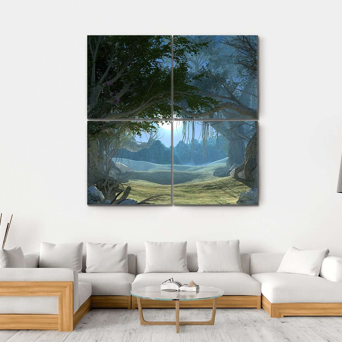 Enchanted Dark Forest Canvas Wall Art-4 Square-Gallery Wrap-17" x 17"-Tiaracle