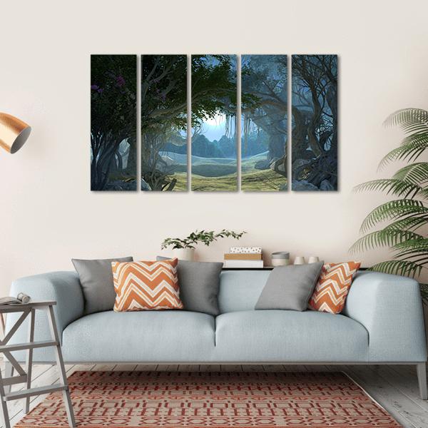Enchanted Dark Forest Canvas Wall Art-5 Horizontal-Gallery Wrap-22" x 12"-Tiaracle