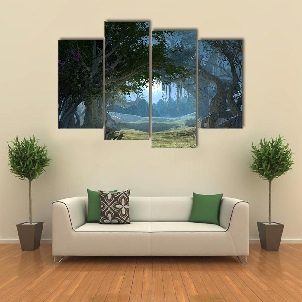 Enchanted Dark Forest Canvas Wall Art-4 Pop-Gallery Wrap-50" x 32"-Tiaracle