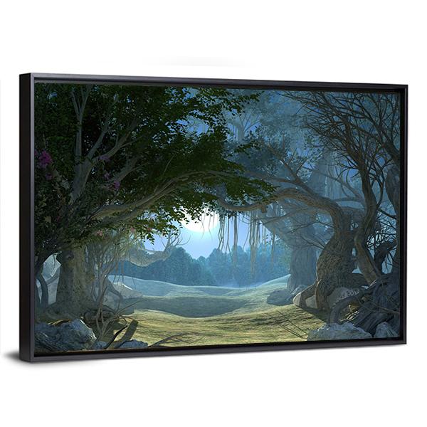 Enchanted Dark Forest Canvas Wall Art-3 Horizontal-Gallery Wrap-25" x 16"-Tiaracle