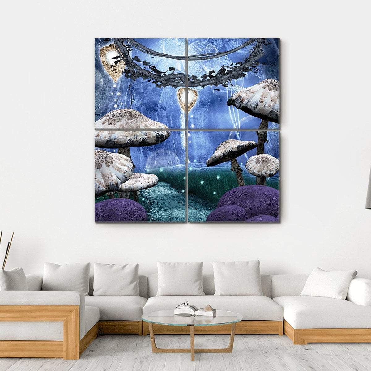 Enchanted Fantasy Forest Canvas Wall Art-4 Square-Gallery Wrap-17" x 17"-Tiaracle