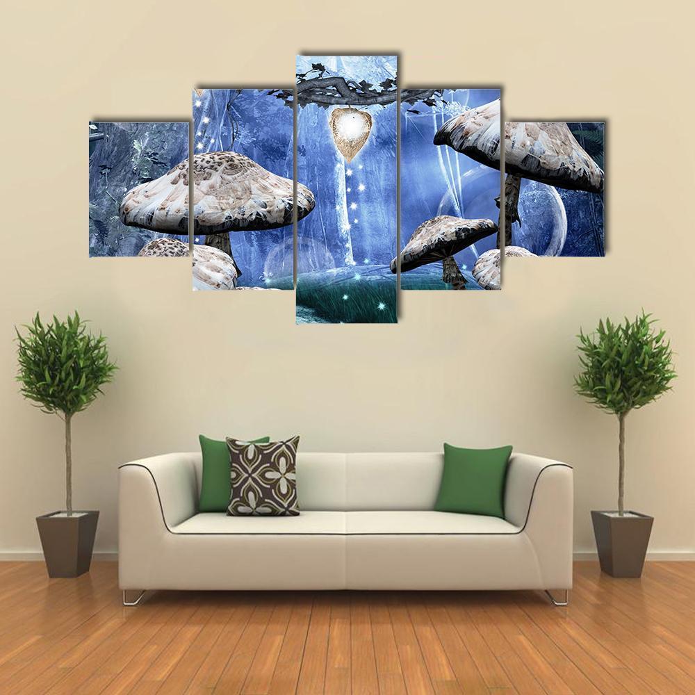 Enchanted Fantasy Forest Canvas Wall Art-5 Star-Gallery Wrap-62" x 32"-Tiaracle