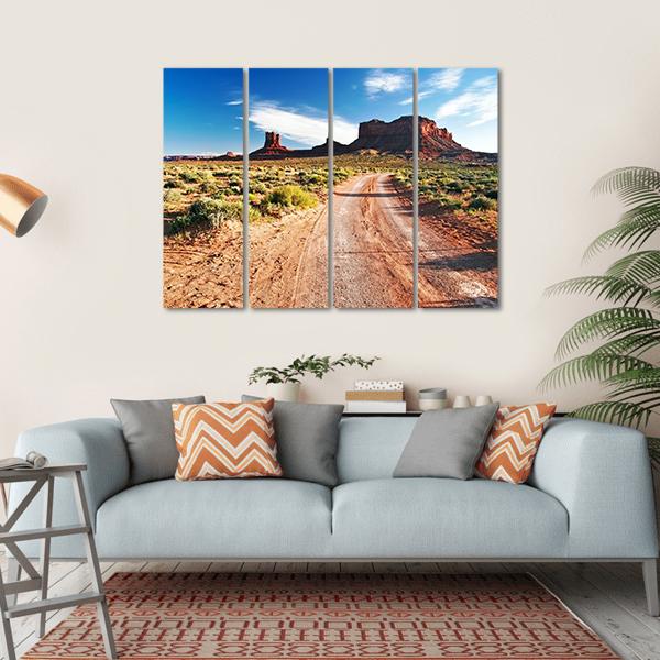 Sunny Day In Monument Valley Canvas Wall Art-4 Horizontal-Gallery Wrap-34" x 24"-Tiaracle