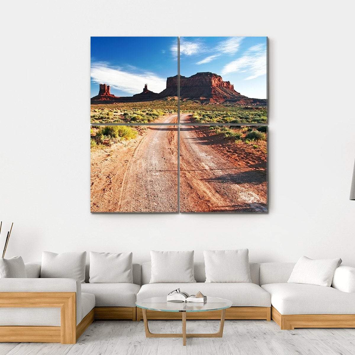 Sunny Day In Monument Valley Canvas Wall Art-4 Square-Gallery Wrap-17" x 17"-Tiaracle