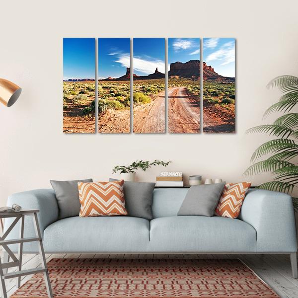Sunny Day In Monument Valley Canvas Wall Art-5 Horizontal-Gallery Wrap-22" x 12"-Tiaracle