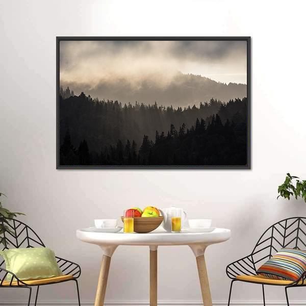Endless Forest In Humboldt Canvas Wall Art-1 Piece-Floating Frame-24" x 16"-Tiaracle