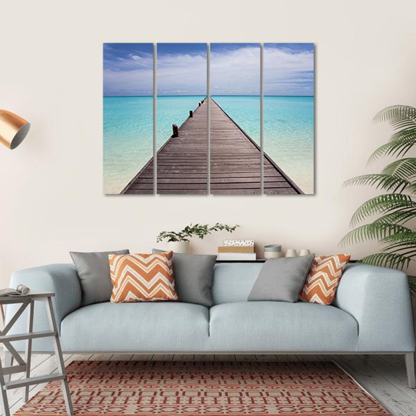 Endless Maldivian Runway Canvas Wall Art-4 Horizontal-Gallery Wrap-34" x 24"-Tiaracle