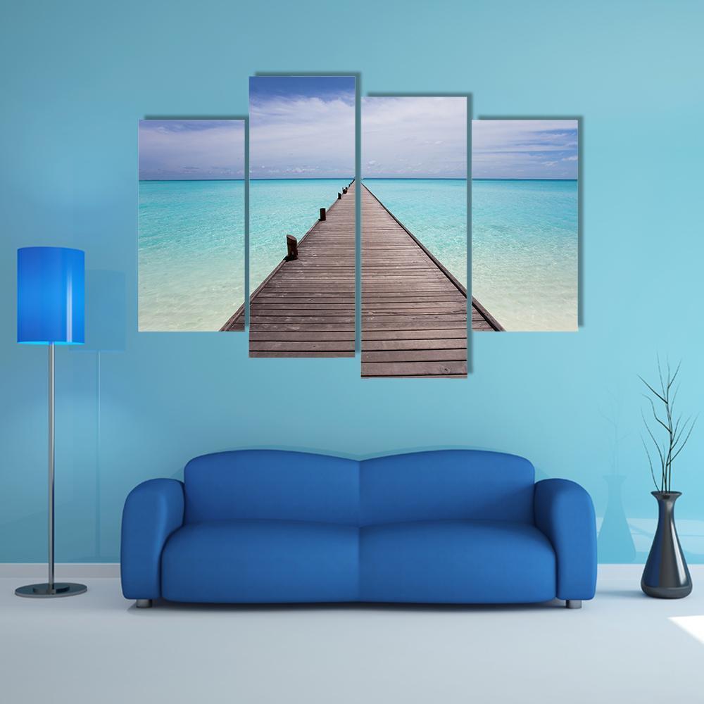 Endless Maldivian Runway Canvas Wall Art-4 Pop-Gallery Wrap-50" x 32"-Tiaracle