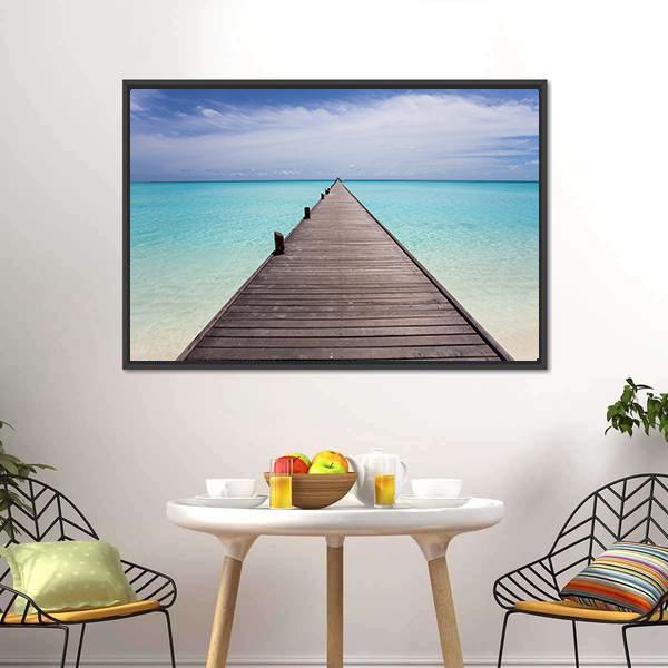 Endless Maldivian Runway Canvas Wall Art-1 Piece-Floating Frame-24" x 16"-Tiaracle