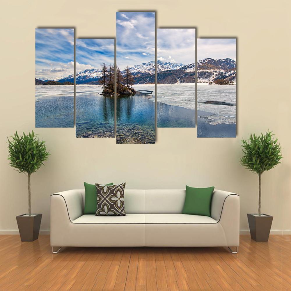 Engadine Valley Switzerland Canvas Wall Art-5 Pop-Gallery Wrap-47" x 32"-Tiaracle