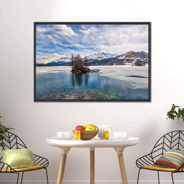 Engadine Valley Switzerland Canvas Wall Art-1 Piece-Floating Frame-24" x 16"-Tiaracle